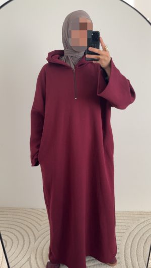 Abaya sweat molletoné - Bordeau