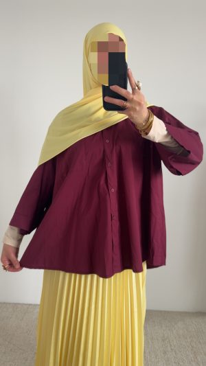Chemise coton longue - Bordeau