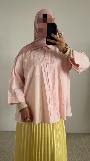 Chemise coton longue - Rose bébé