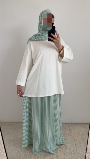 Jupe + voile à carreaux - Vert d'eau
