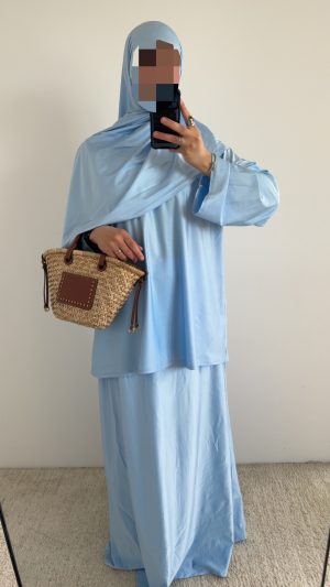 Ensemble burkini 4 pièces jupe - Bleu ciel