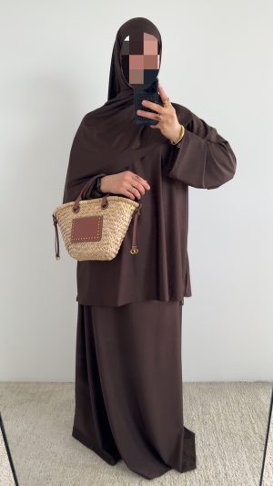 Ensemble burkini 4 pièces jupe - Chocolat