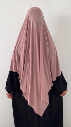 Khimar jersey prémium luxe - Vieux rose clair