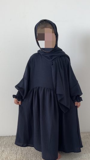 Abaya Flora avec voile intégré (fille) - Bleu marine, 14