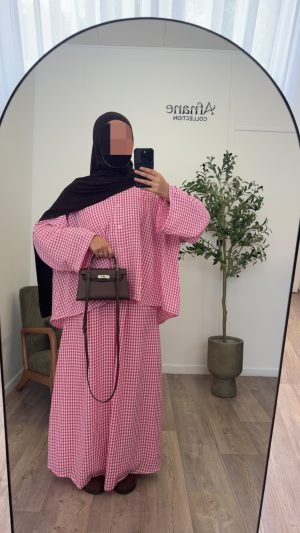 Ensemble jupe Vichy - Rose fuchsia