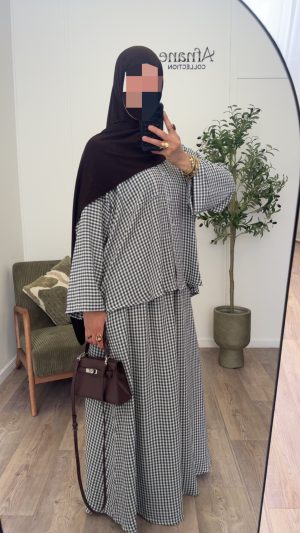 Ensemble jupe Vichy - Noir