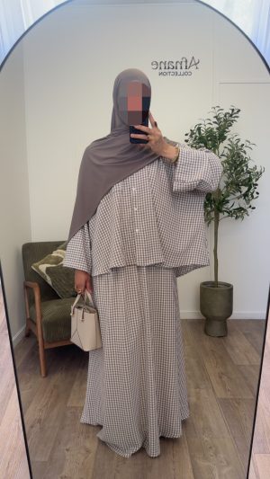 Ensemble jupe Vichy - Taupe