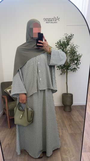 Ensemble jupe Vichy - Kaki