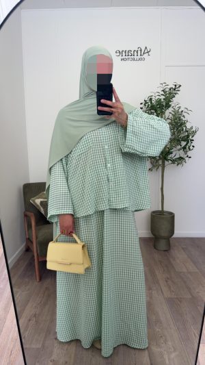 Ensemble jupe Vichy - Vert d’eau