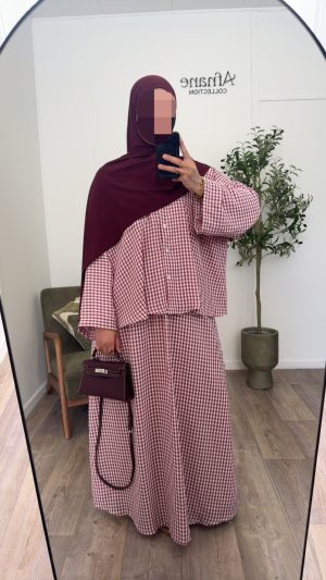 Ensemble jupe Vichy - Bordeau